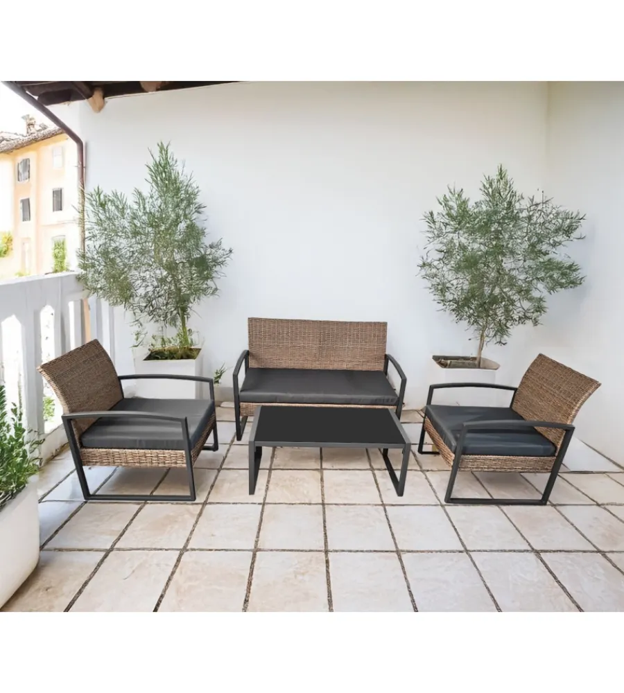 EuroGarden Mobili Da Giardino E Accessori|Set da giardino "iris" miele 4 sedute e tavolino