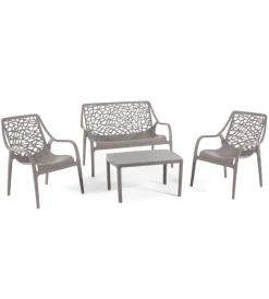 Mobili Da Giardino E Accessori|Set da giardino "honolulu" in polipropilene taupe 1 divano, 2 poltrone e 1 tavolino