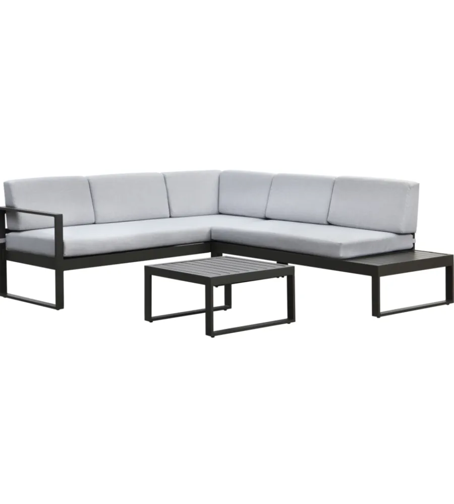 Mobili Da Giardino E Accessori|Set da giardino "hydri" in alluminio grigio scuro con 6 sedute e tavolino