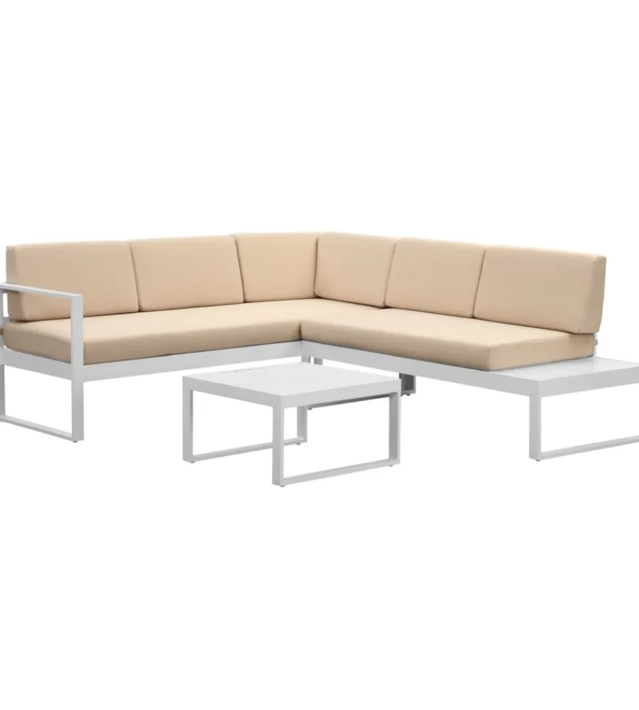 Mobili Da Giardino E Accessori|Set da giardino "hydri" in alluminio bianco con 6 sedute e tavolino