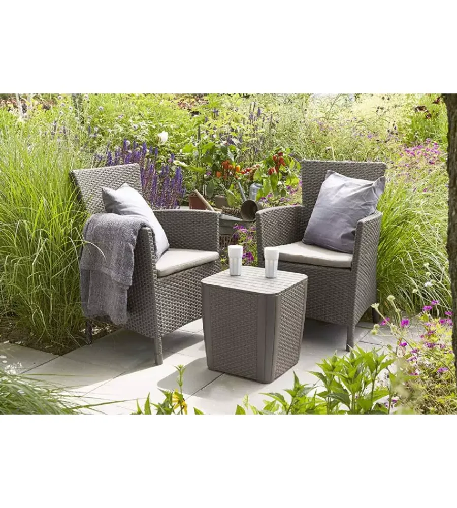 Mobili Da Giardino E Accessori-Keter Set da giardino "iowa balcony" con 2 poltrone e tavolo, color color cappuccino -