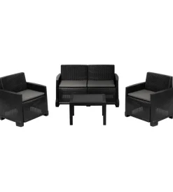 Outlet Set da giardino "iseo" in polipropilene antracite 4 sedute e tavolino Mobili Da Giardino E Accessori