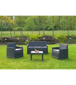 Outlet Set da giardino "iseo" in polipropilene antracite 4 sedute e tavolino Mobili Da Giardino E Accessori