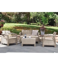 Mobili Da Giardino E Accessori-Keter Set da giardino "corfu lounge" colore cappuccino, 4 posti