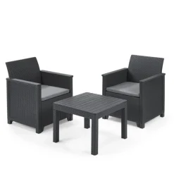 Keter Mobili Da Giardino E Accessori|Set da giardino "emma balcony" con 2 poltrone e tavolo, colore grafite -