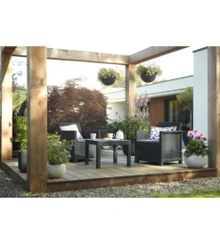 Keter Mobili Da Giardino E Accessori|Set da giardino "emma balcony" con 2 poltrone e tavolo, colore grafite -