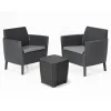 Hot Set da giardino "salemo balcony" con 2 poltrone e tavolo 39x39  cm, colore grafite - Mobili Da Giardino E Accessori