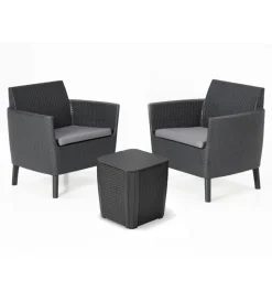 Hot Set da giardino "salemo balcony" con 2 poltrone e tavolo 39x39  cm, colore grafite - Mobili Da Giardino E Accessori