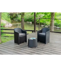 Hot Set da giardino "luna" in polipropilene antracite 2 sedute e tavolino Mobili Da Giardino E Accessori