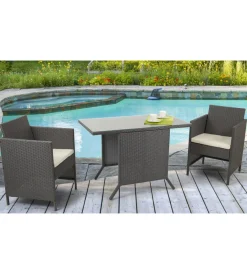 Mobili Da Giardino E Accessori- Set da giardino "new relax" in ferro e rattan con 2 poltrone e un tavolino
