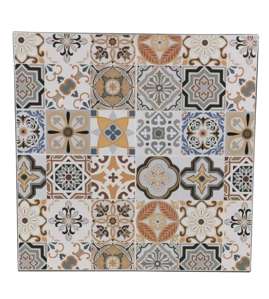 Mobili Da Giardino E Accessori|Set da giardino quadrato essenza "sicily" in acciaio effetto maiolica 4 sedie 1 tavolo