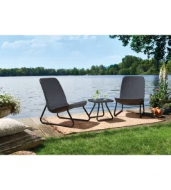 Keter Mobili Da Giardino E Accessori|Set da giardino "rio balcony" con 2 poltrone e tavolo, colore grafite -