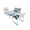 Sale Set da giardino riviera "antemide" bianco e grigio chiaro con 4 posti e tavolino Mobili Da Giardino E Accessori