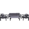 Mobili Da Giardino E Accessori- Set da giardino riviera "hibiscus" in alluminio antracite e grigio chiaro, 5 sedute e un tavolino