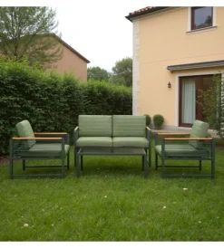 Best Set da giardino riviera "papavero" antracite e verde scuro con 4 posti e tavolino Mobili Da Giardino E Accessori