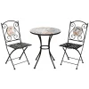 Hot Set da giardino rotondo essenza "sicily" in acciaio effetto maiolica 2 sedie 1 tavolo Mobili Da Giardino E Accessori