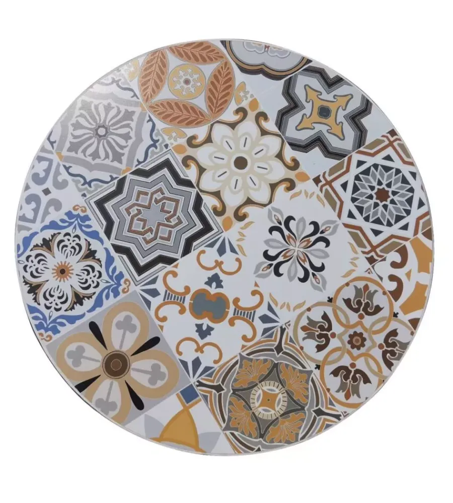 Hot Set da giardino rotondo essenza "sicily" in acciaio effetto maiolica 2 sedie 1 tavolo Mobili Da Giardino E Accessori