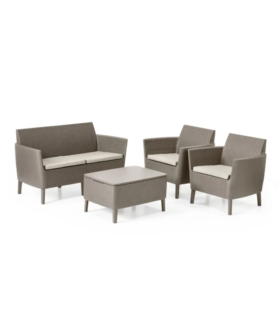 Mobili Da Giardino E Accessori-Keter Set da giardino "salemo lounge" con 2 poltrone, divano a 2 posti e tavolino, colore cappuccino -