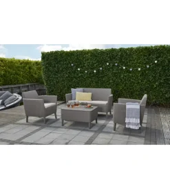 Mobili Da Giardino E Accessori-Keter Set da giardino "salemo lounge" con 2 poltrone, divano a 2 posti e tavolino, colore cappuccino -