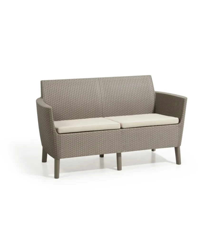 Mobili Da Giardino E Accessori-Keter Set da giardino "salemo lounge" con 2 poltrone, divano a 2 posti e tavolino, colore cappuccino -