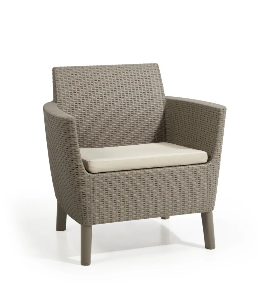Mobili Da Giardino E Accessori-Keter Set da giardino "salemo lounge" con 2 poltrone, divano a 2 posti e tavolino, colore cappuccino -