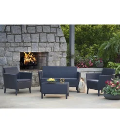 Mobili Da Giardino E Accessori-Keter Set da giardino "salemo lounge" con 2 poltrone, divano a 2 posti e tavolino, colore grafite -