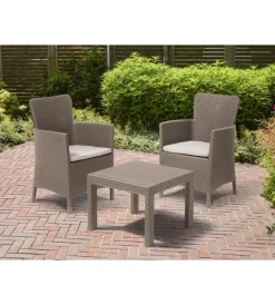 Mobili Da Giardino E Accessori-Keter Set da giardino "salvador balcony" con 2 poltrone e tavolo, colore cappuccino -