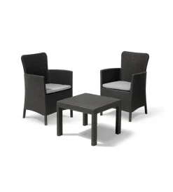 Keter Mobili Da Giardino E Accessori|Set da giardino "salvador balcony" con 2 poltrone e tavolo, colore grafite -