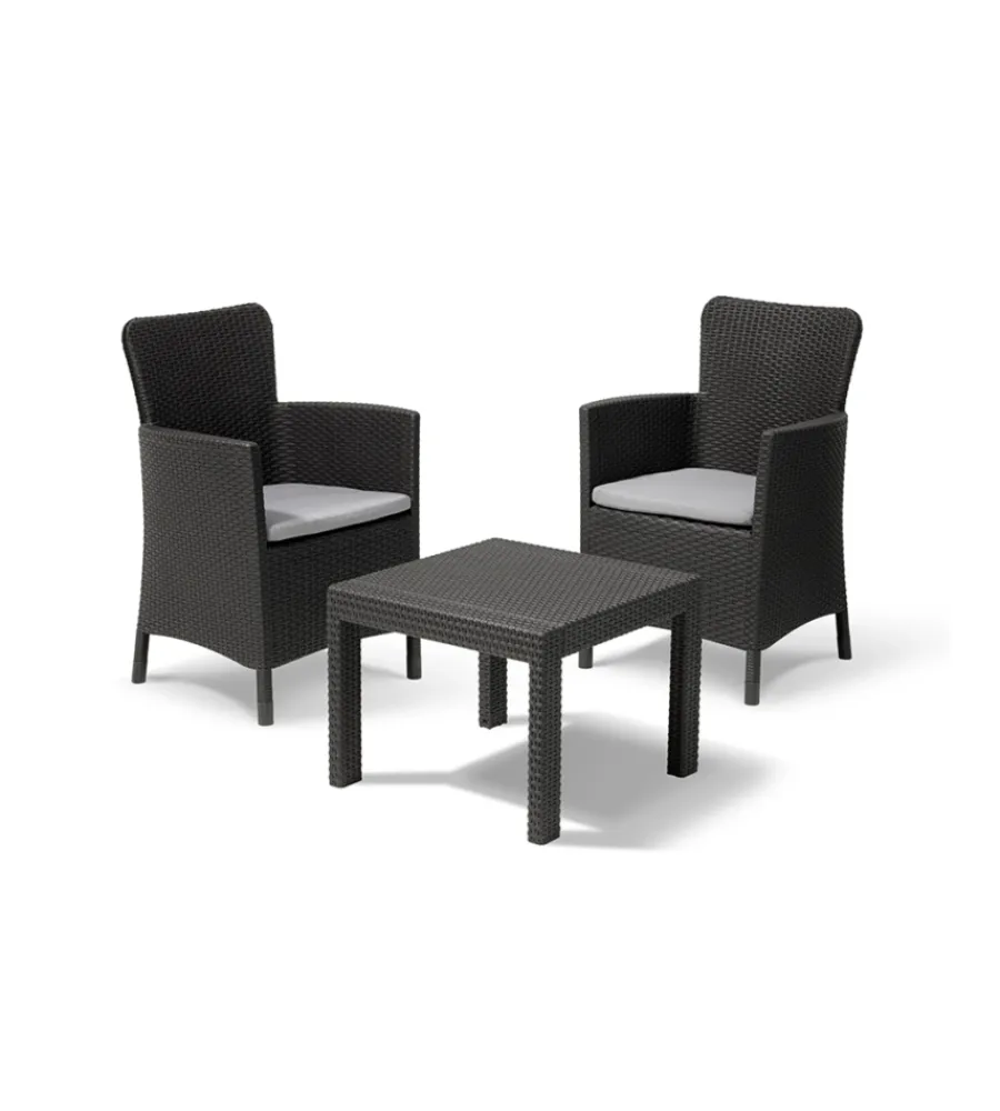 Keter Mobili Da Giardino E Accessori|Set da giardino "salvador balcony" con 2 poltrone e tavolo, colore grafite -
