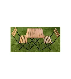 Mobili Da Giardino E Accessori- Set da giardino solaria "bistro' de lux" in ferro nero e legno due sedie e tavolo pieghevoli