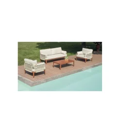 Mobili Da Giardino E Accessori|Set da giardino solaria "bandol" in alluminio rosso e corda beige 5 sedute e tavolino