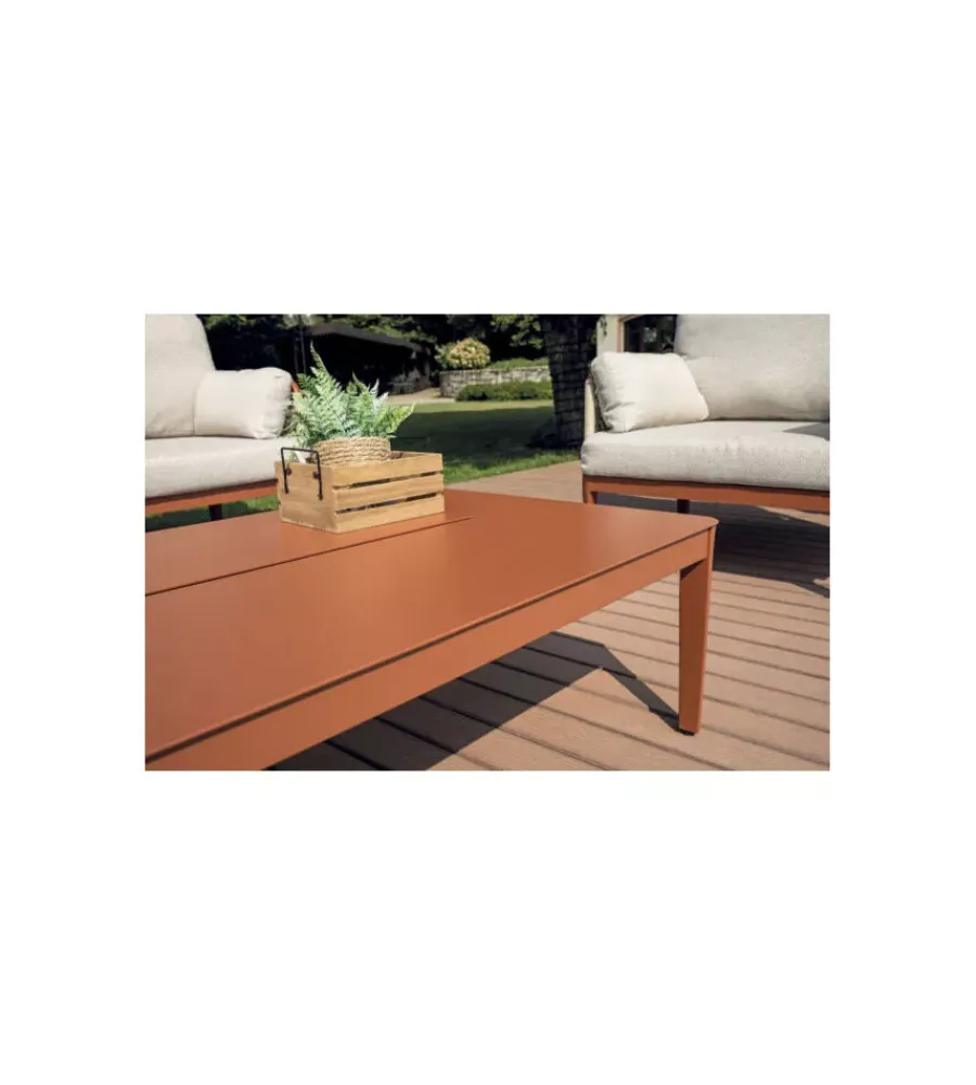 Mobili Da Giardino E Accessori|Set da giardino solaria "bandol" in alluminio rosso e corda beige 5 sedute e tavolino