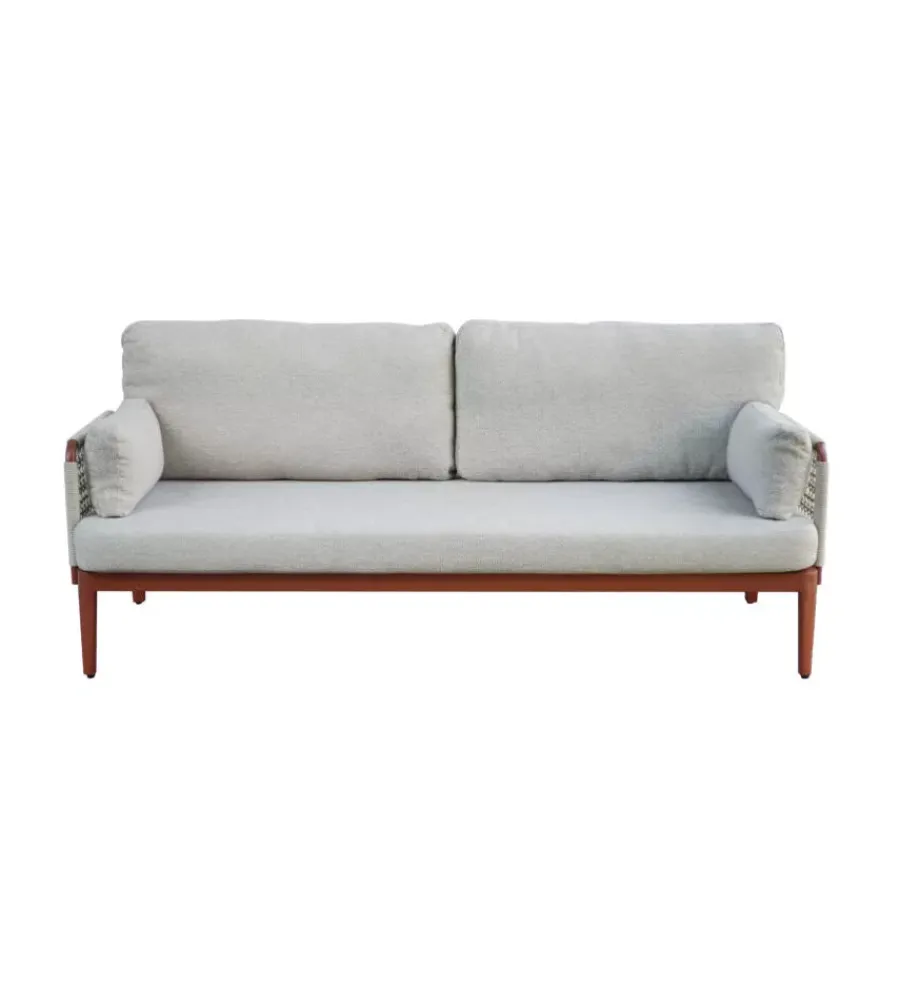 Mobili Da Giardino E Accessori|Set da giardino solaria "bandol" in alluminio rosso e corda beige 5 sedute e tavolino