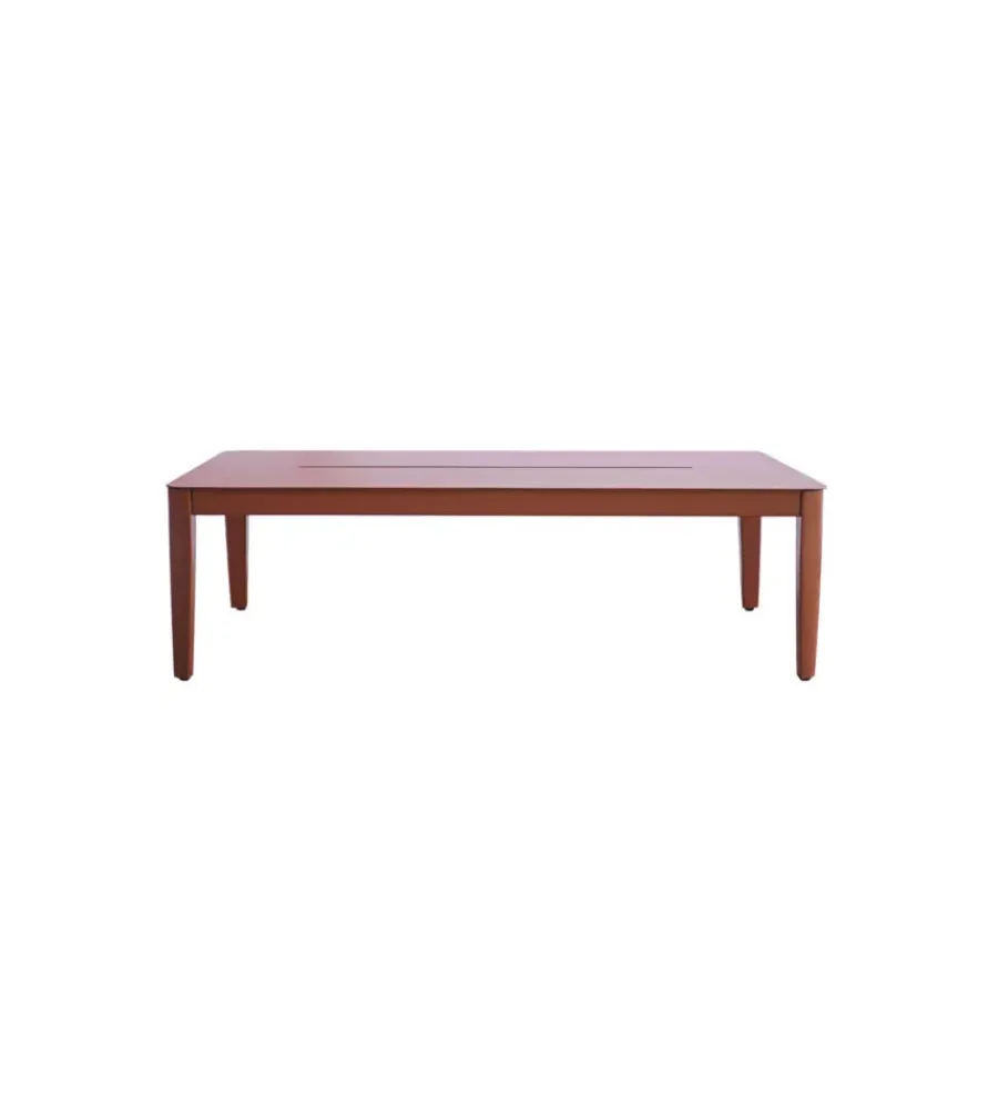 Mobili Da Giardino E Accessori|Set da giardino solaria "bandol" in alluminio rosso e corda beige 5 sedute e tavolino