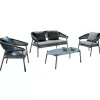 Mobili Da Giardino E Accessori|Set da giardino solaria "cap-ferrat" in alluminio antracite e grigio chiaro 3 sedute e 1 tavolino