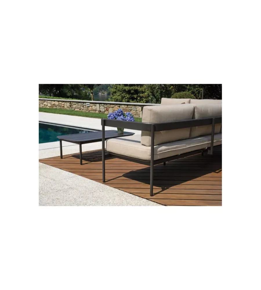 Discount Set da giardino solaria "torvaianica" in alluminio antracite sabbia 6 sedute e 1 tavolino Mobili Da Giardino E Accessori