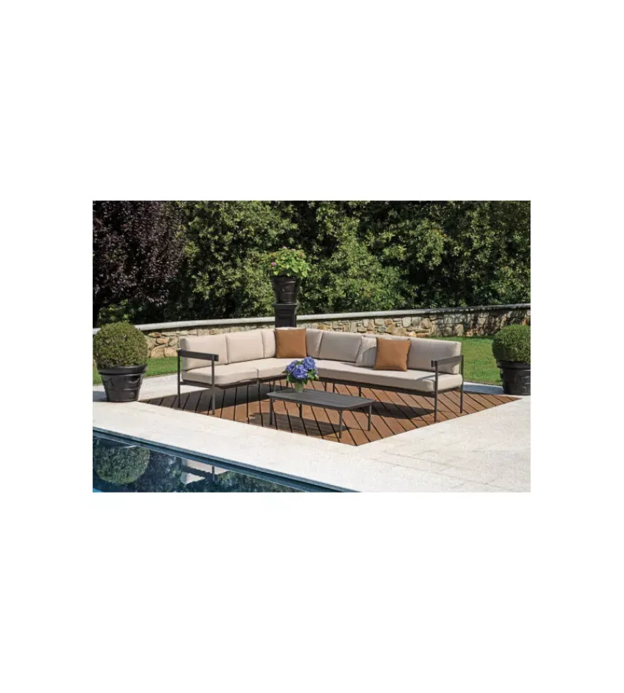 Discount Set da giardino solaria "torvaianica" in alluminio antracite sabbia 6 sedute e 1 tavolino Mobili Da Giardino E Accessori