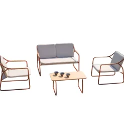 Mobili Da Giardino E Accessori|Set da giardino solaria "tinos" in ferro rosso 4 sedute e 1 tavolino