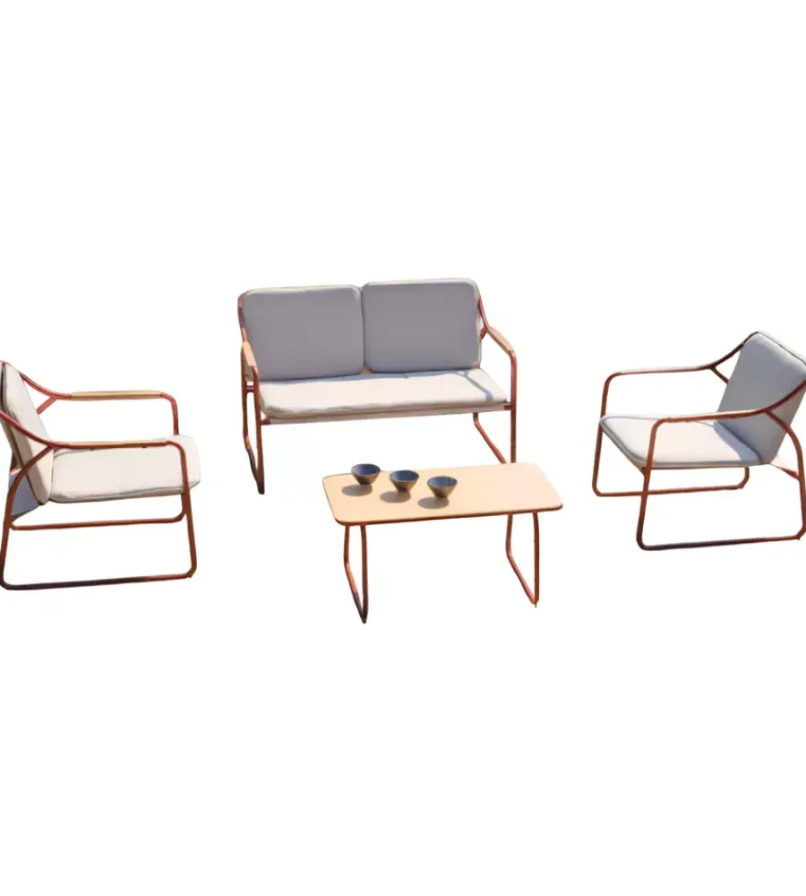 Mobili Da Giardino E Accessori|Set da giardino solaria "tinos" in ferro rosso 4 sedute e 1 tavolino