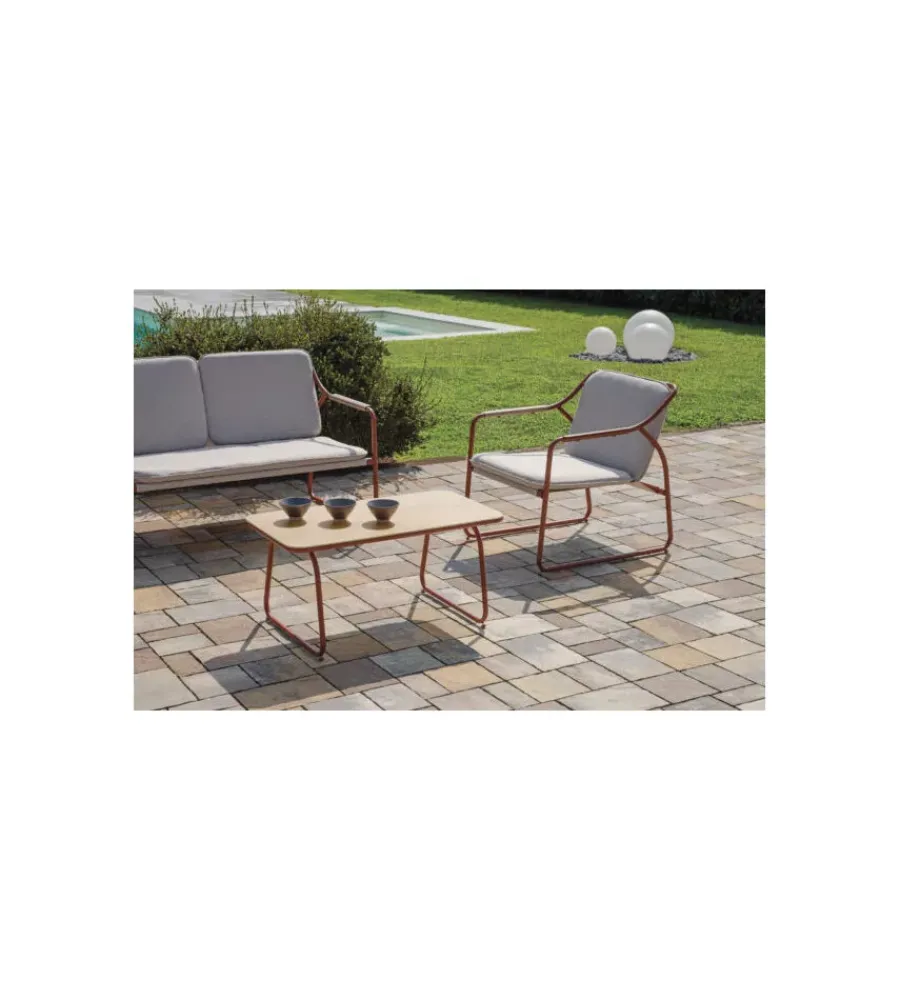 Mobili Da Giardino E Accessori|Set da giardino solaria "tinos" in ferro rosso 4 sedute e 1 tavolino