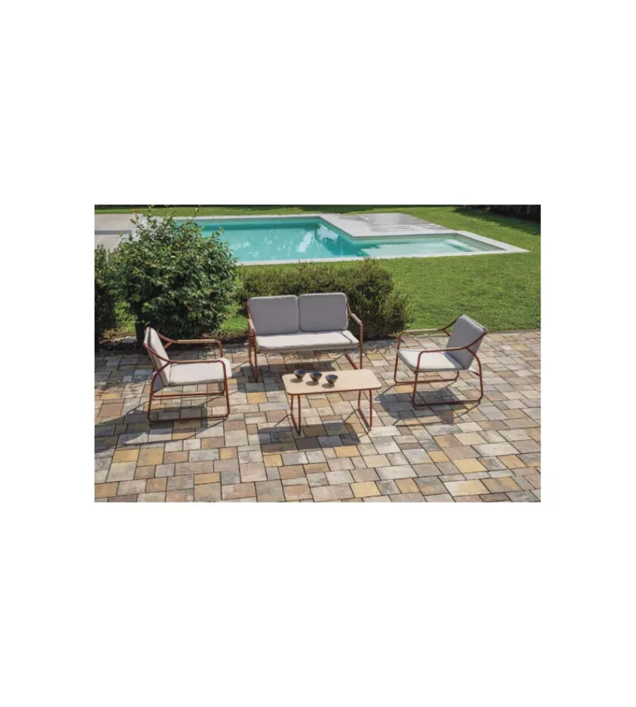 Mobili Da Giardino E Accessori|Set da giardino solaria "tinos" in ferro rosso 4 sedute e 1 tavolino