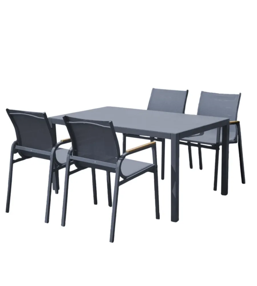 Best Set da giardino solaria "tarquinia" antracite in ferro e vetroceramica 4 sedute e tavolo Mobili Da Giardino E Accessori