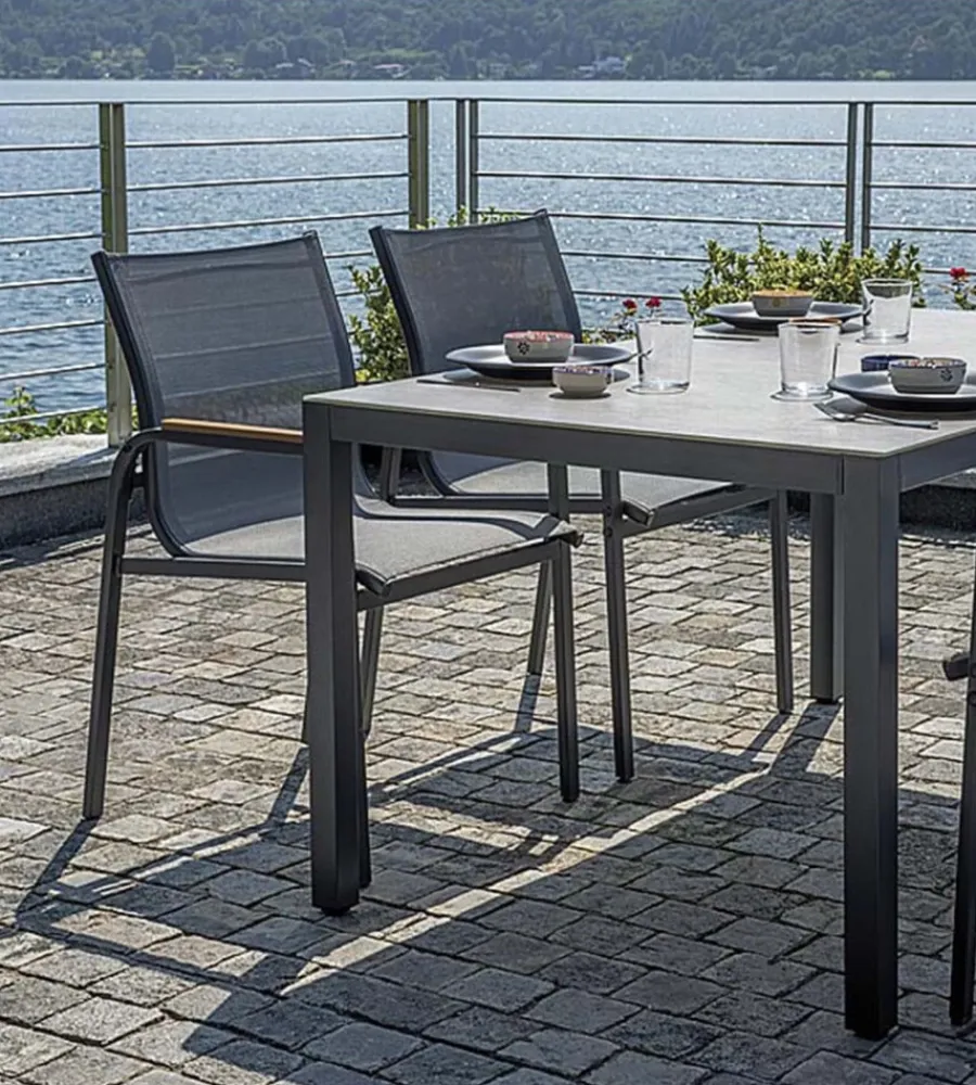 Best Set da giardino solaria "tarquinia" antracite in ferro e vetroceramica 4 sedute e tavolo Mobili Da Giardino E Accessori