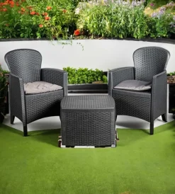 Mobili Da Giardino E Accessori|Set da giardino "tree" in polipropilene antracite 2 sedute e tavolino