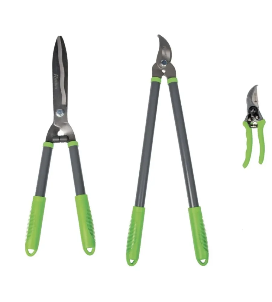 Ribimex Attrezzatura Giardinaggio|Set di 3 strumenti da taglio "prsmchbx3" con lame in acciaio e impugnatura in pvc