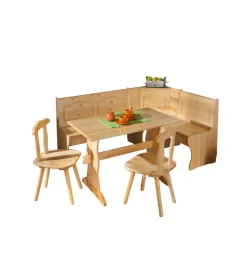 Tavoli|Set giropanca con contenitore in pino massello, 124/164x49x86 cm