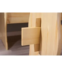 Tavoli|Set giropanca con contenitore in pino massello, 124/164x49x86 cm