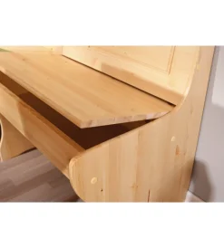 Tavoli|Set giropanca con contenitore in pino massello, 124/164x49x86 cm