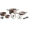 Clearance Set pentole da campeggio "chocolate 7+1 ø 20" in alluminio antiaderente Campeggio