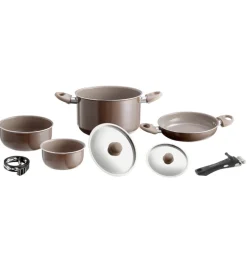 Clearance Set pentole da campeggio "chocolate 7+1 รธ 20" in alluminio antiaderente Campeggio
